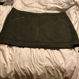 Green faux suede skirt